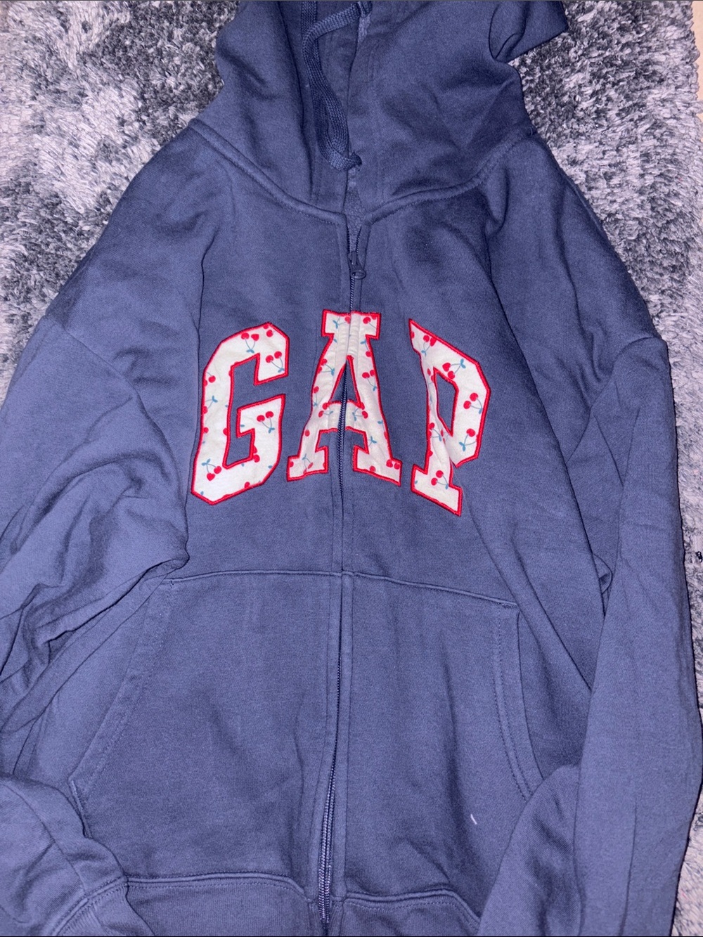 GAP Navy Zip Front Hoodie with White & Red Logo